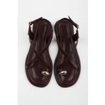 Shoeberry Kadın Julina Bordo Cilt Tokalı Sandalet