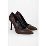 Shoeberry Kadın Mags Kahve Cilt Stiletto