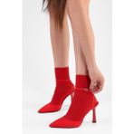 Shoeberry Kadın Martini Kırmızı Saten Kemerli Bilek Bağlı Stiletto