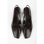 Shoeberry Kadın Vinte Acı Kahve Cilt Küt Burunlu Stiletto