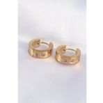 Shoecide 316L Çelik Gold Renk Zirkon Taşlı Minimal Cartier Model Halka Küpe