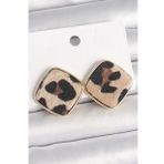 Shoecide Pirinç Gold Renk Kare Leopar Model Kadın Küpe