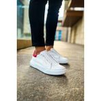 Shoecide SHCH092 MBT Zip Style Beyaz - Kırmızı Renk Kalın Taban Erkek Günlük Ayakkabı