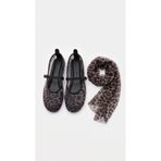 SHOELUKS Leopar Desenli Siyah Kadın Babet
