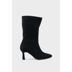 Shoemark Lita Siyah Hakiki Deri Süet Bayan Çizme