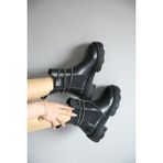 Shoetek Alivya Kadın Bot Dolamalı Taşlı Siyah Deri