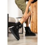 Shoetek Filipa Kadın Bot&bootie Püsküllü Postal Siyah Süet