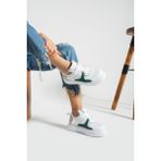 ShoeTek Kadın Sneakers Bağcıklı Spor Ayakkabı Beyaz/yeşil Deri Karoline