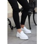 Shoetyle - Beyaz Deri Bağcıksız Erkek Günlük Ayakkabı 101-9069