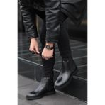 Shoetyle - Siyah Hakiki Deri Erkek Chelsea Bot