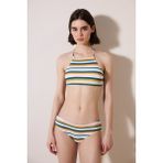 Shona Halter Dokulu Çizgili Bikini Üstü - 34 - Desenli