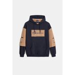 Shooter Sportswear Lacivert - Bej Erkek Oversize Kapüşonlu Baskılı Kanguru Cepli Sweatshirt
