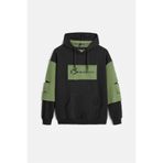 Shooter Sportswear Siyah - Haki Erkek Oversize Kapüşonlu Baskılı Kanguru Cepli Sweatshirt