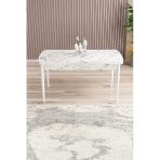 Shoovvel Lamina Beyaz Mermer Mdf 80X132 Ahşap Ayaklı Açılır Üstkalite Mutfak Masası,Yemek Masası,Salon Masası Beyaz Mermer Desen