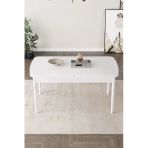 Shoovvel Lamina Beyaz Sunta 80X132 Ahşap Ayaklı Açılır Üst Kalite Mutfak Masası,Yemek Masası,Salon Masası Beyaz Renk