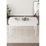 Shoovvel Lamina Serisi Mdf 80X132 Ahşap Ayaklı Masa - Beyaz