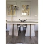 Shoovvel Luxe Bohem Oval Salon Mutfak Masası Oval Yemek Masası 90X160 cm | Iskandinav Modern Tasarım - Traverten - 90 x 160 cm