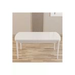 Shoovvel Merona Beyaz 80X132 Mdf Ahşap Ayaklı Açılır Mutfak Masası, Yemek Masası, Salon Masası Beyaz