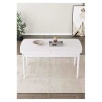 Shoovvel Venna Serisi Mdf 70X114 Ahşap Ayaklı Açılır Üst Kalite Mutfak Masası, Yemek Masası, Salon Masası Beyaz