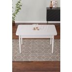 SHOOVVEL Vera 70x110 Mdf Beyaz Masa Metal Ayaklı Sabit Üst Kalite Mutfak Masası, Salon Masası,Yemek Masası