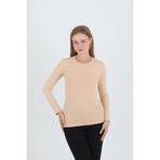 shop BİSİKLET YAKA UZUN KOLLU BEJ BLUZ/BODY