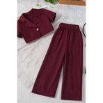 shop Bordo kız çocuk 2 li kombin dokuma yazlık ceket pantolon
