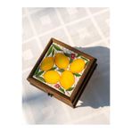 shop El Yapımı Çinili Takı Mücevher İkramlık Kutusu Ahşap Kahverengi 12 x 12