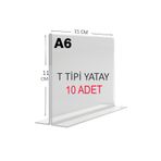 shop Heroglas(10 ADET) A6 T TİPİ Yatay Masa Üstü Şeffaf Pleksi / Föylük-Fiyatlık-Menü-Broşürlük