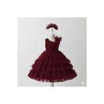 shop Kız Çoçuk Bordo Fiyonklu Elbise, Kız Çoçuk Mezuniyet Elbisesi, Abiye Elbise