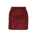 Shop Krutzo Kadın Bordo Pul Payet Mini Etek