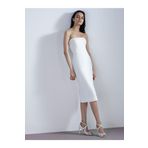 Shop Krutzo Kadın Straplez Askısız Kırık Beyaz Midi Gece Elbisesi beyaz 34