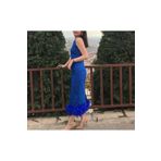 Shop Krutzo Tüylü Otriş Detaylı Midi Boy Abiye Nişan Söz Nikah Evden Çıkış Elbisesi SAKS MAVİSİ 34