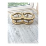 shop Semconcept Kedi Köpek Mama Su Kabı Suya Dayanıklı Doğal Ahşap Huş Kontra Cam Kase, Mama Platformu