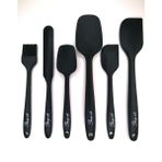 Shop-Set Isıya Dayanıklı Yanmaz Yapışmaz Silikon Spatula Seti 6 Parça Siyah