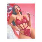 Shop Sheree Fashion Kadın Bordo Lastik Detaylı Fantazi Body