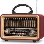 Shop Uygun Nostalji Classic Fm Retro Vintage Bluetooth Aux Radyo Hoparlör Müzik Çalar Antika Radyo Büyük Boy - Koyu Kahverengi