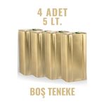 SHOPBAG Sarkap 4 Adet 5 Lt. Boş Zeytinyağı Tenekesi - 5000 Ml. Gold Renk (İçi ve Dışı laklıdır.)