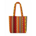 Shopexxtra Anadolu Kilim Desenli Kadın Tote Bag – Keten Omuz Çantası, Geniş Hacimli Günlük Kullanım & Alışveriş Çantası, 40x35x8 cm