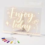 Shopexxtra LED Işıklı Şeffaf Çizim Tableti ve Yazı Tahtası - 30x20 cm, Ayarlanabilir Standlı Akrilik Not Panosu, USB Güçlü Eğitici Çocuk Boyama Seti, 7 Renkli Kalem ve Temizleme Bezi Hediyeli