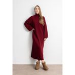 Shophia Kadın Boğazlı Oversize Triko Elbise – Bordo