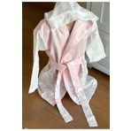 Shopiole Müslin Kapşonlu Çocuk Bornoz Banyo ve Plaj Çocuk Bornozu /5-6 Yaş Pembe Beyaz Tavşan Temalı