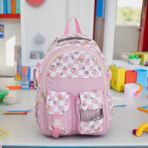 Shopiolog Ilkokul Kawaii Sırt Çanta Ortapedik Su Geçirmez Memory Kumaş 3 Bölme Suluklu Laptop Bölmeli 2 Cepli - Pembe