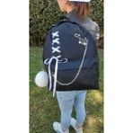 Shopiolog Unisex Kore Model Sırt Çantası - Siyah - Beyaz