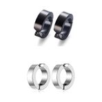 Shopiolog Unisex Sıkıştırmalı Unısex Deliksiz Halka Küpe 2 Çift Çok Renkli