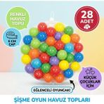 Shoplandu Havuz Topu - Şişme Oyun Havuz Topları 6 cm 28 Adet - File Havuz Topu Seti