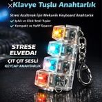 Shoplandu Işıklı Klavye Stress Giderici Ses Çıkaran Işıklı Tuş Takımı Anahtarlık - Şeffaf