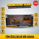 Shoplandu Uzaktan Kumandalı Şarjlı Ses Efektli Full Fonksiyon Romörklü Excavatör Oyuncak - Sarı - Gri