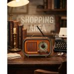 Shopping Area Nostaljik Radyo Bluetooth USB Aux Fm 3 Bant Radyo Müzik Player - Kahverengi