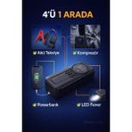 Shopping Area Taşınabilir Akü Takviye Cihazı Kompresör Powerbank LED Fener Acil Güç Kaynağı - Siyah