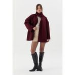 Shopping Shop Atkılı Kaşe Kaban Bordo - Standart